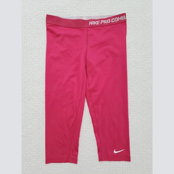 NIKE pro combat bright pink compression shorts tights L - Picture 1 of 7